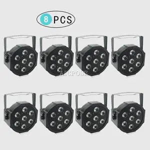 8pcs/lots 25 Angle big lens 7x18W led Par lights RGBWA UV 6in1 flat par led dmx512 disco lights professional stage dj equipment
