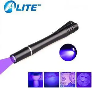 Mini Pocket Lanterna Pen Glue Curing Invisible Ink Detector 395NM 365NM 380NM 1 LED uv lamp Pen Light Flashlight
