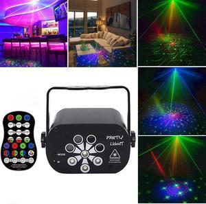 LED Laser Projector Light Club DJ Disco Party Stage Light Sound Activated 120Patterns RGB UV Laser Light for Christmas Halloween