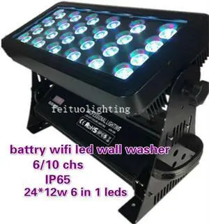Case Packing Outdoor IP65 Flood Light 24x12W RGBWA UV 6in1 DMX / Battery Wifi Led Wall Washer Light Waterproof City Color
