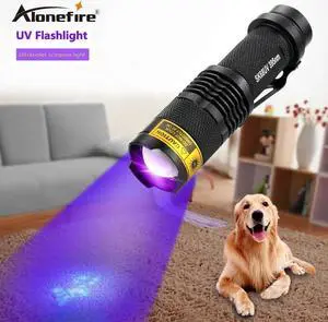 SK68uv 395nm Zoom Mini Led UV Flashlight Ultra Violet Cat Dog Animal Pet Urine money Detection Light Lamp AA Battery