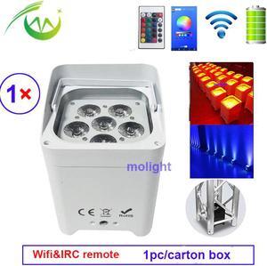 6*18w RGBWA UV Wireless dmx Uplighting Battery Operate Wifi&IRC Remote Control DJ LED Par Can Wash Light Disco Wedding Uplights