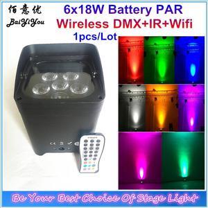 1pc/Lot Wash Light 6*18w RGBWA+UV 6 IN 1 Wifi Led Battery Wireless DMX Freedom Par Light With IR Remote Phone App For DJ Disco