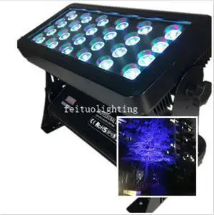 Brightness Battery Wifi or DMX Control 24x12W Wireless Led Wall Washer Light RGBWA UV 6 in1 Outdoor IP65 Flood Light