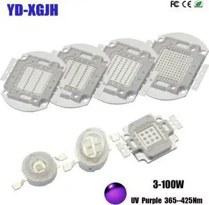 Power UV Purple LED Chips 3W 5W 10W 20W 30W 50W 100W 365Nm 370Nm 375Nm 385Nm 395Nm 400Nm 405Nm 425nm COB Ultraviolet Lights
