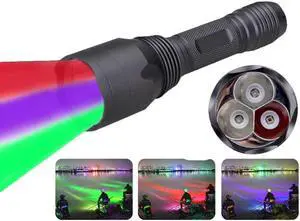 15W Blue RED Green Light Portable LED Flashlight 18650 Lampe Hunt Linterna 395NM Black Light UV LED Torch Pet Urine Detector