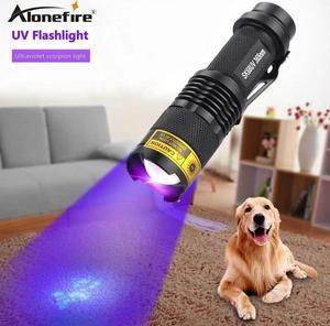SK68uv LED UV Flashlight Purple Violet 365nm Light Adjustable focal Scorpion money Detection Lamp AA 14500 Battery