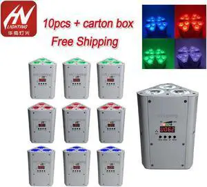 10pcs IR Remote Battery operated Wedge par uplighting stand DJ wedding RGBWA UV led battery wireless dmx uplighting