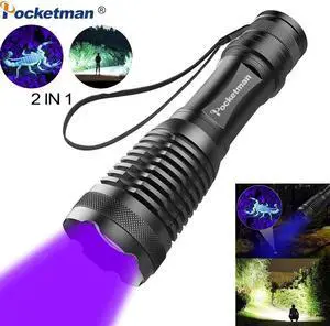 2 in 1 UV Flashlight LED Tactical Flashlight Torch 395nm Detectors for Carpet Pet Urine Catch Scorpions camping hiking fishing