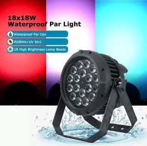 18*18W Waterproof Par Light RGBWA+UV 6in1 Dj Light DMX Control Effect for Party KTV Stage Show Outdoor Disco Party Lights