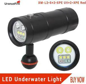 Video Light LED Diving Flashlight Tactical Torch 32650 waterproof 100M 9* led XM L2 XPE UV RED scuba dive light