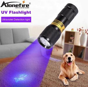9 LED uv led 9led 365-370nm flashlight Blood check ultra violet for cat urine detector