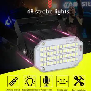 48 LED RGB UV White Strobe Lights Disco DJ Party Holiday Christmas Music Club Sound Activated Flash Stage Lighting Effect