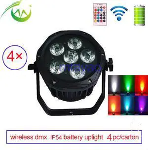 DJ RGBWA+UV Par IP54 Waterproof LED Par Can Wireless dmx 6*18w Battery Power Up Lights for Weddings Outdoor Events