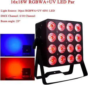 16x18W LED RGBWA-UV 6IN1 LED DMX Par Stage Light Projector Flat Par Light For Party DJ KTV Disco Night Club Christmas Lamps