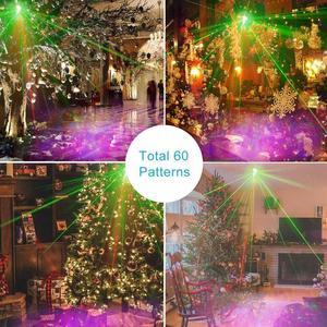 USB Rechargeable 60 Patterns LED DJ Disco Party Light Sound Activated UV Projector Stage Light for Xmas Club Wedding Birthday