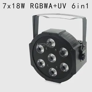 25 Angle big lens  7x18W led Par lights RGBWA UV 6in1 flat par led dmx512 disco lights professional stage dj equipment