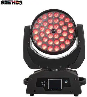 2pcs/lot LED Zoom Wash 36x18W RGBWA+UV Color DMX Stage Touch Screen LED Moving Head Wash Light Good for DJ Disco Party And Clubs