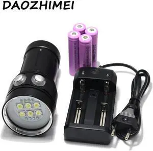 8000 lumens professional LED diving torch white red UV underwater photo light LED underwater photography lights