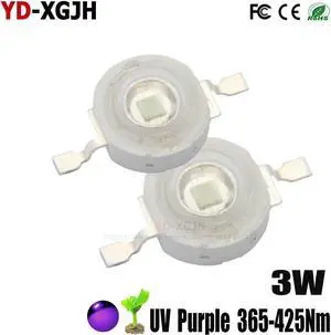 Power UV Purple LED Chips 3W 365-367nm 370-375nm 380-385nm 385-390nm 390-395nm 400nm 410nm 420nm COB Ultraviolet Lights 3W