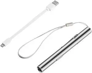 Handy Portable Pen Light USB Rechargeable Mini Energy-saving Flashlight LED Torch with Stainless Steel Clip