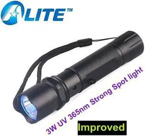 Professional UV Light Money Detector 3w  LED Ultraviolet 365nm Flashlight Torch Linterna for Gemstone Mineral Inspection