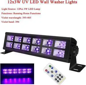 Light 12 x 3W Double row UV Color Led Wall Washer Light DMX512 Running Horse Functions Long Bar Light For Disco Club Party