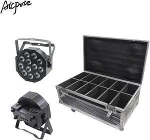 12pcs/lots 12x12W 6 in 1 RGBWA UV Led Par Light With Flight Case Flat Par Led Wedding Light Stage Light 12*12w With Air Case