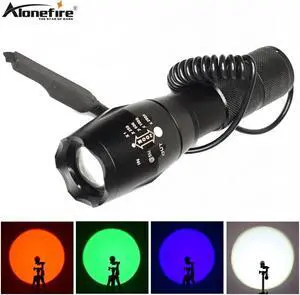E17WRGB Tactical Flashlight red/green/blue/white light LED Scout Ultra Bright Hunting Fish Light Waterproof Torch