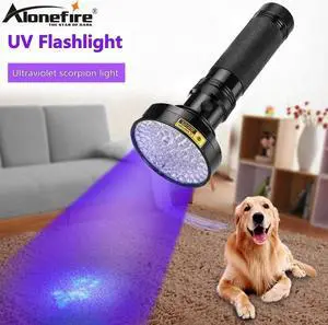 100 LED High power UV Light 395nm Flashlight Ultraviolet Scorpion Cat Dog pet urine Money Detection Torch lamp AA cell