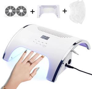 80W 2 In 1 Strong Vacuum Nail Suction Duct Collector With UV LED Nail Lamp and 2 Fan Vacuum Cleaner For Manicure Tool