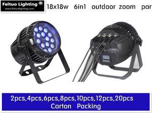 waterproof Led Par 64 Light 18X18w rgbwa uv zoom beam 6 in 1 DMX 512 IP65 led par Can 10-60 degree 7/11CH (2pcs - 20pcs)