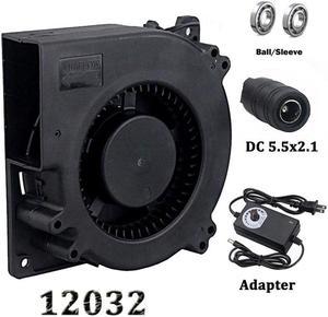 120mm Fan 12V DC Female Connector Ball 12032 120x32mm Centrifugal Cooling Fan w/AC 110V 220V Adapter Radial Turbo Cooler