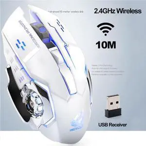2020 New Upgraded Version Of Wireless Charging Gaming Mouse Mute LED7 Color Backlight Mechanical Mouse With USB Receiver