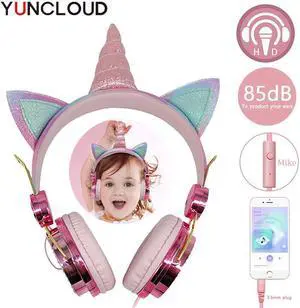 Headphone Cute Unicorn With Microphone Girls Daugther Kids Music Stereo Earphone PC Mobile Phone Gamer Headset Child Gift