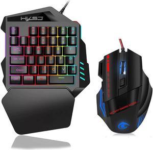 Single hand One-Hand PS4 Gaming Keyboard RGB Backlit Portable Teclado Gamer Mini Gaming Keypad Mouse Set for PC Xbox Gamer