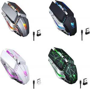 for T-wolf Q15 USB Wireless Mouse Charging Silent Mute Light Touch Wheel Gaming Mouse Star Black