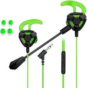 Phone In-Ear Gaming Headphone with Mic Volume Control Heavy Bass Noise Reduction 3.5MM Headset,Black Green