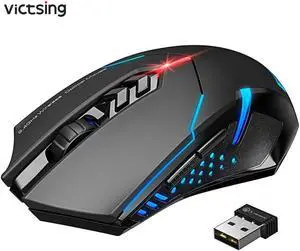 Wireless Gaming Mouse  Color Backlit 2400 DPI  7 Programmable Buttons Gamer for Dota