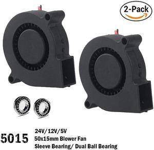 2PCS  5015 50mm DC 24V 12V 5V 2Pin Ball/Sleeve Bearing Brushless Cooling Turbine Blower Fan 50mm x 15mm Blower Cooler Fan