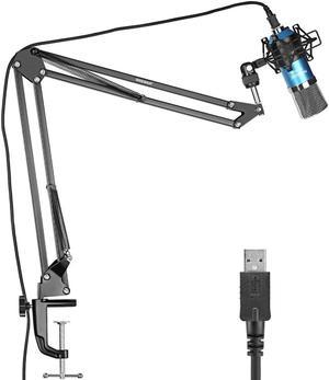 usb microphone for Windows and Mac with suspension scissor arm stand Shock Mount and table mounting clamp kit for Sound