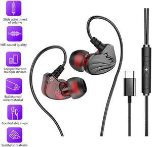 6D Surround Stereo Bass Earphone Type C in-Ear Wire Control HIFI Gaming Sports Headset With Microphone for   Mate