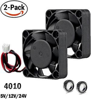 2Pcs  DC 24V 12V 5V 40mm x 40mm x 10mm 2-Pin Ball Bearing Computer PC Case Cooling Fan 4010