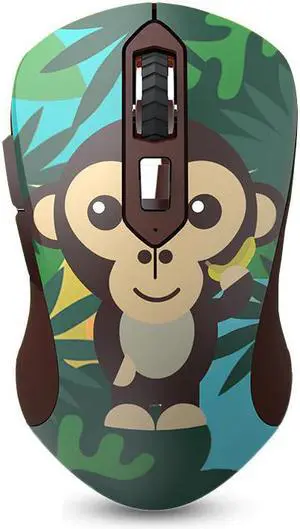 Cartoon Animal Pattern 2.4GHz 6 Buttons Wireless USB Optical Ergonomic Silent Gaming Mouse 1600DPI  for PC Laptop Computer