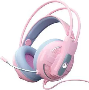 Gamer 7.1 Surround Sound Pink Headphones Gaming Headset Wired With Microphone  For PC Computer Gifts