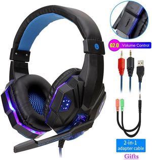 Wired Headset Professional Led Light for Computer PS4 Adjustable Bass Stereo PC Gamer Over Ear With Mic Gifts