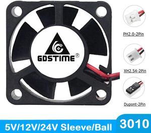 2Pcs  DC 5V 12V 24V 3cm 30mm 30x30x10mm Dual Ball bearing Cooling Fan 30mmx10mm 3010 Mini 3D Printer Brushless Cooler Fan