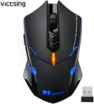Wireless Gaming Mouse 2400 DPI Ergonomic Grips 7 Buttons Breathing Backlit Unique Silent Click Wireless Mouse Gaming