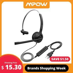 BH323 Wired Headphones Stereo Computer USB Headset With Noise Cancelling Mic Volume Control Mute Control For PC Call Center