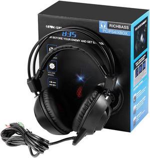 LED Game Light Headphone Noise Isolating Over-Ear wired Gaming Headset with Mic for PC/Laptop Gamer